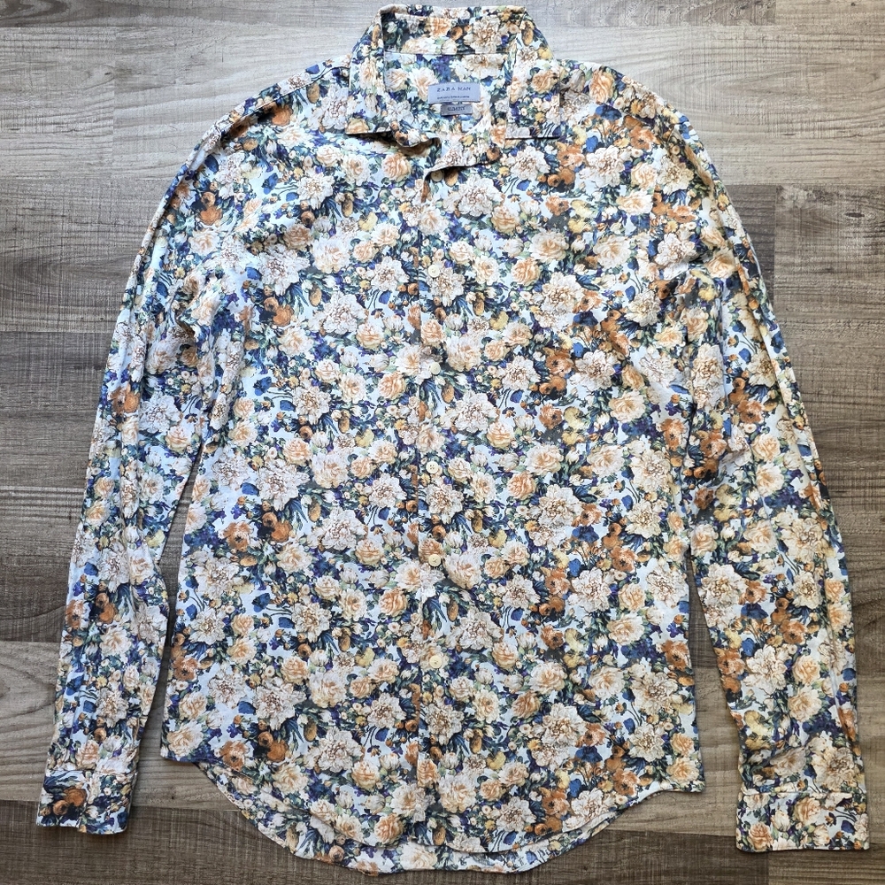 Zara Men's Floral Button Up Shirt